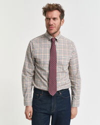 regular fit tattersall-karohemd aus twill – mahagonibraun
