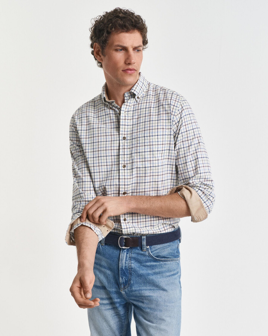 regular fit tattersall-karohemd aus twill – clear sky