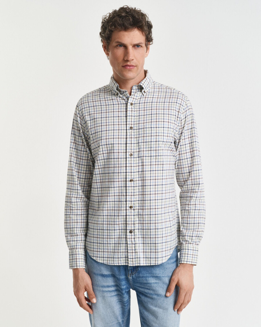 regular fit tattersall-karohemd aus twill – clear sky