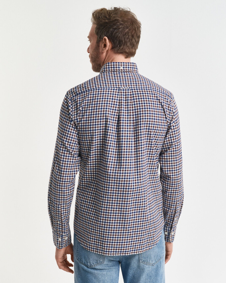 regular fit gingham-twillhemd – mahagonibraun