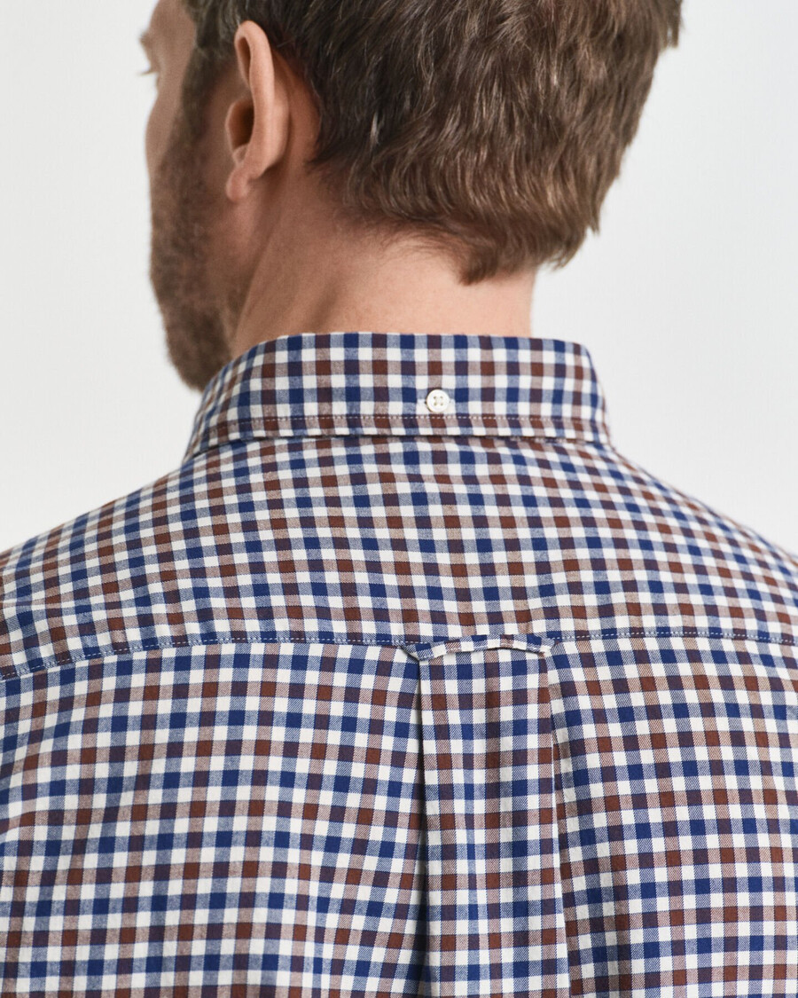 regular fit gingham-twillhemd – mahagonibraun