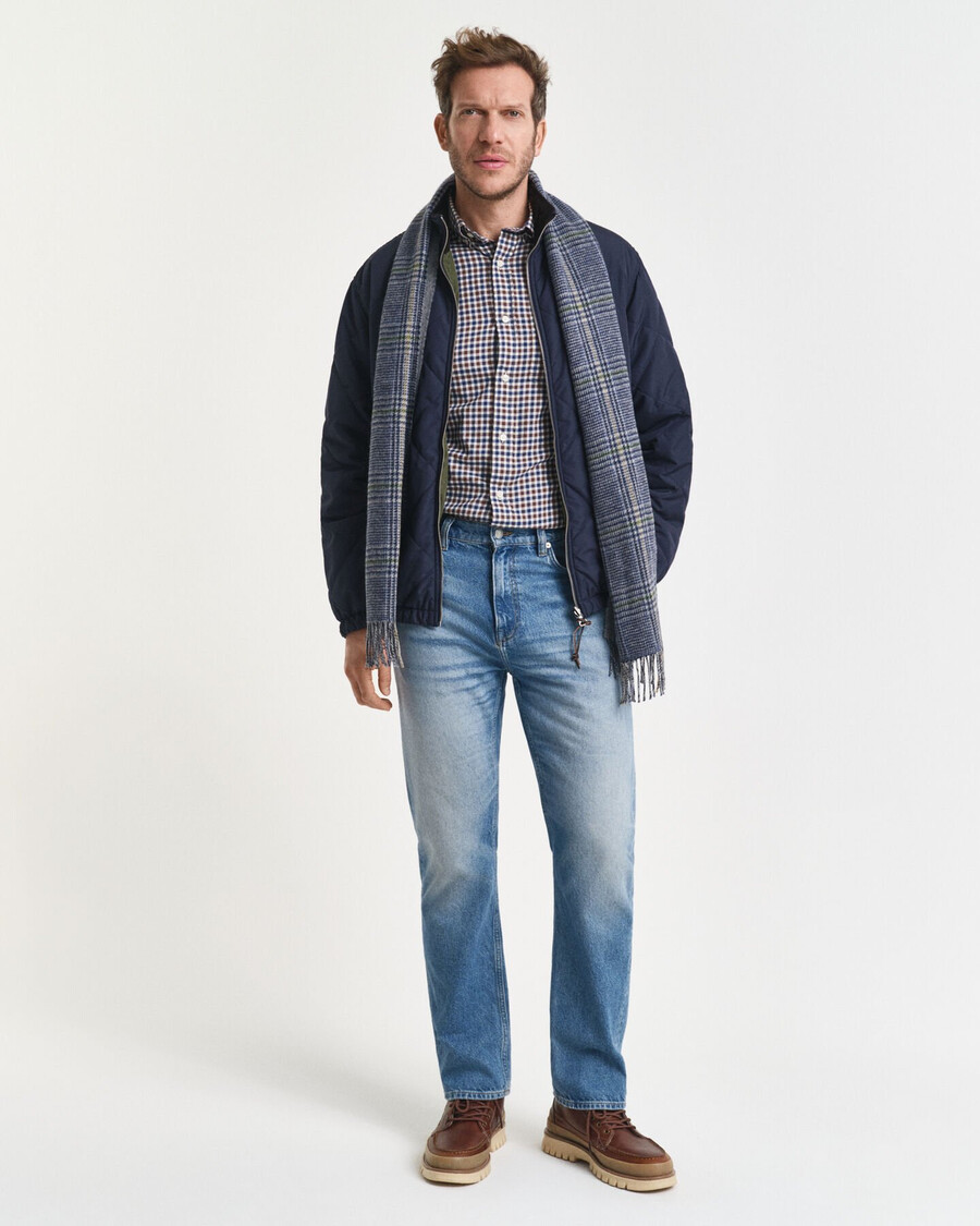 regular fit gingham-twillhemd – mahagonibraun