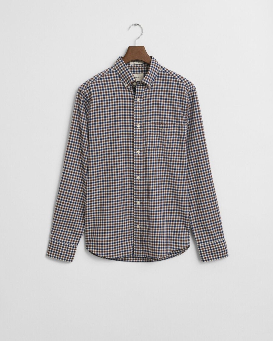regular fit gingham-twillhemd – mahagonibraun