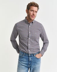 regular fit gingham-twillhemd – mahagonibraun