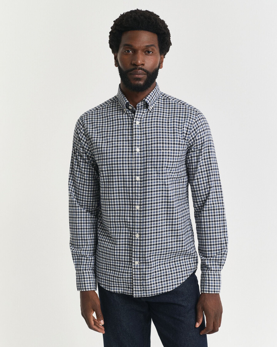regular fit gingham-twillhemd – marineblau