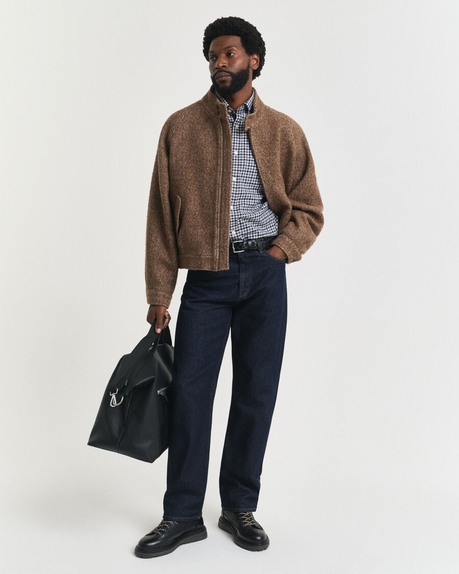 regular fit gingham-twillhemd – marineblau