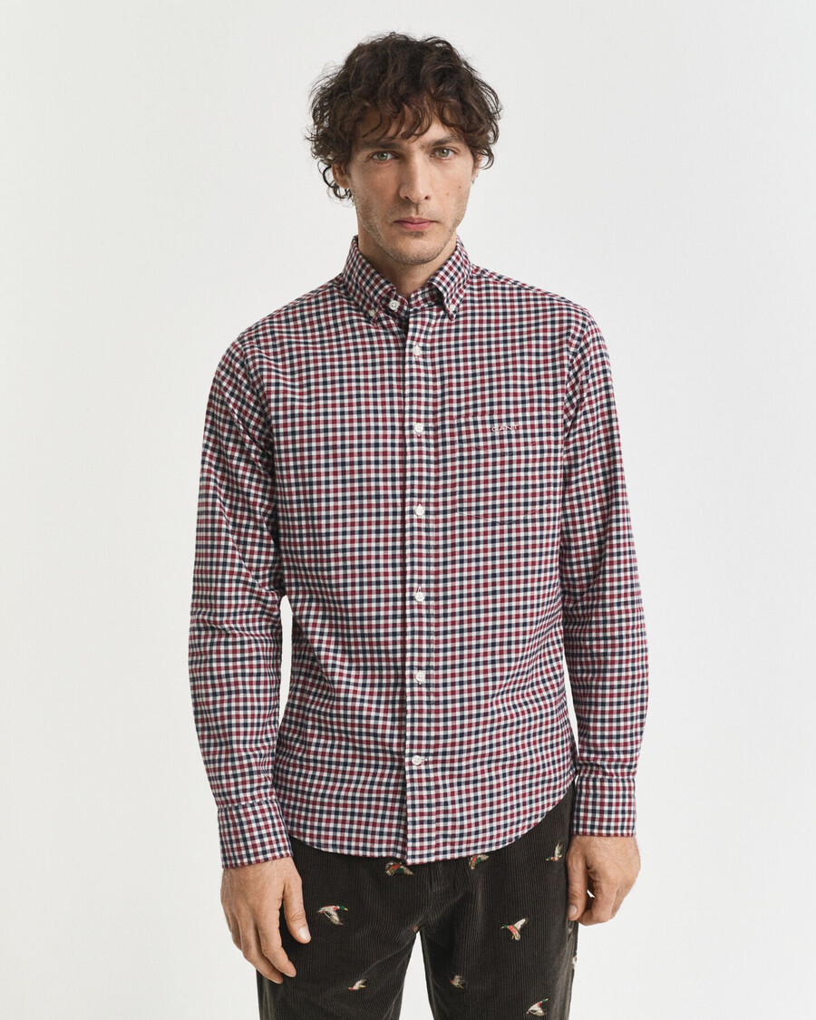 regular fit gingham-twillhemd – kräftiges rot
