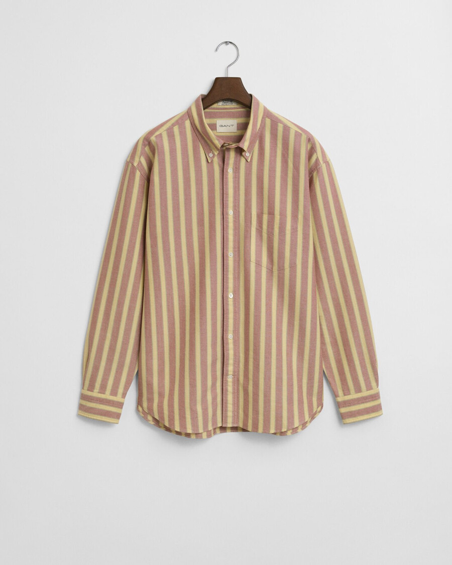 gestreiftes oxford-hemd mit lässiger passform – modern rust