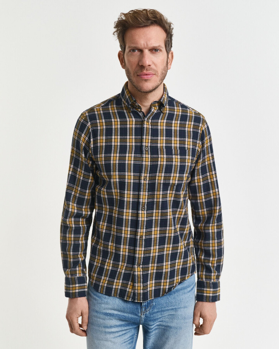 regular fit kariertes flanellhemd „windblown – abendblau