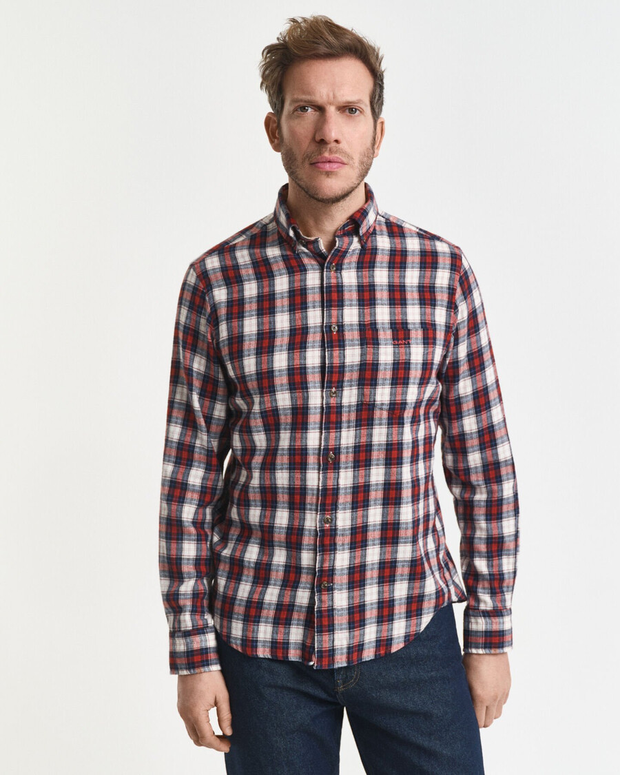 regular fit kariertes flanellhemd im windblown-stil – modern rust