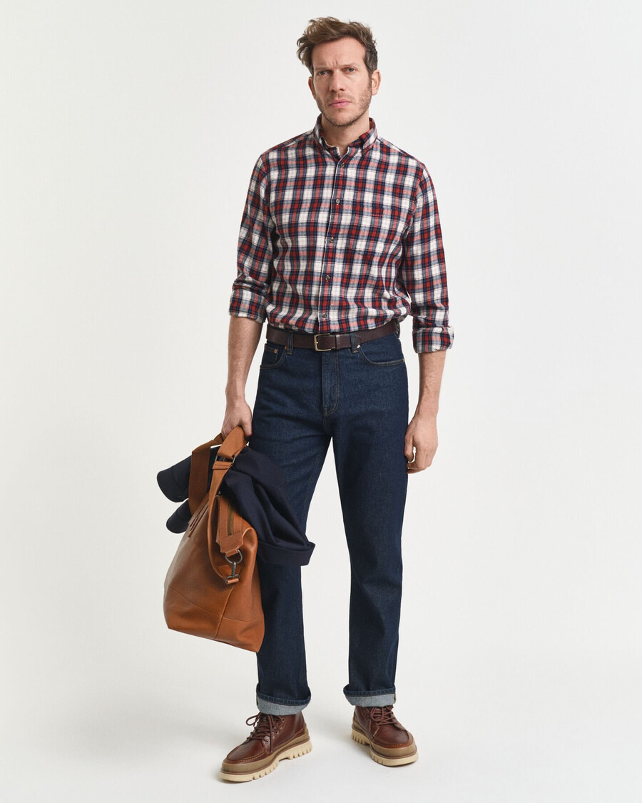 regular fit kariertes flanellhemd im windblown-stil – modern rust