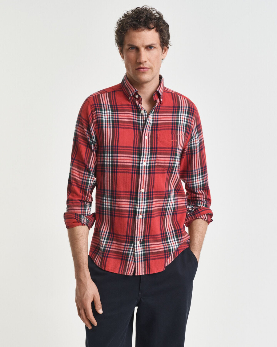 regular fit flanellhemd mit karomuster – modern rust