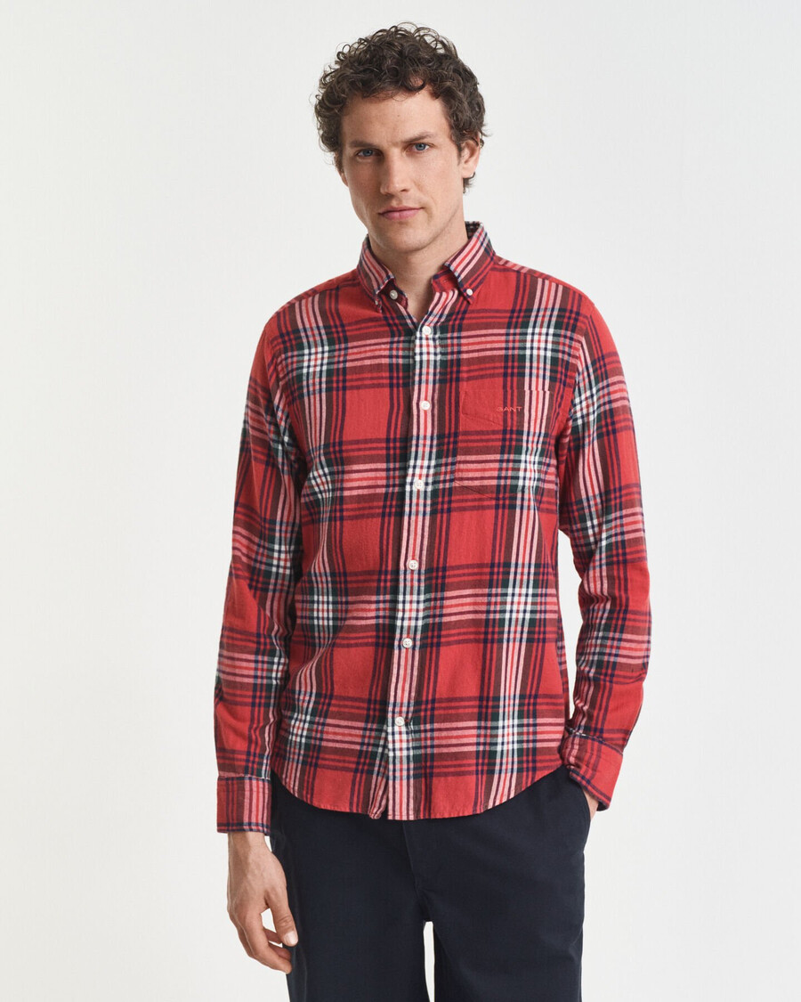 regular fit flanellhemd mit karomuster – modern rust