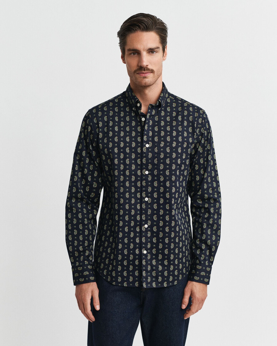 regular fit twillhemd mit paisley-print – abendblau