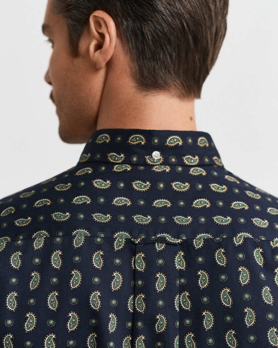 regular fit twillhemd mit paisley-print – abendblau