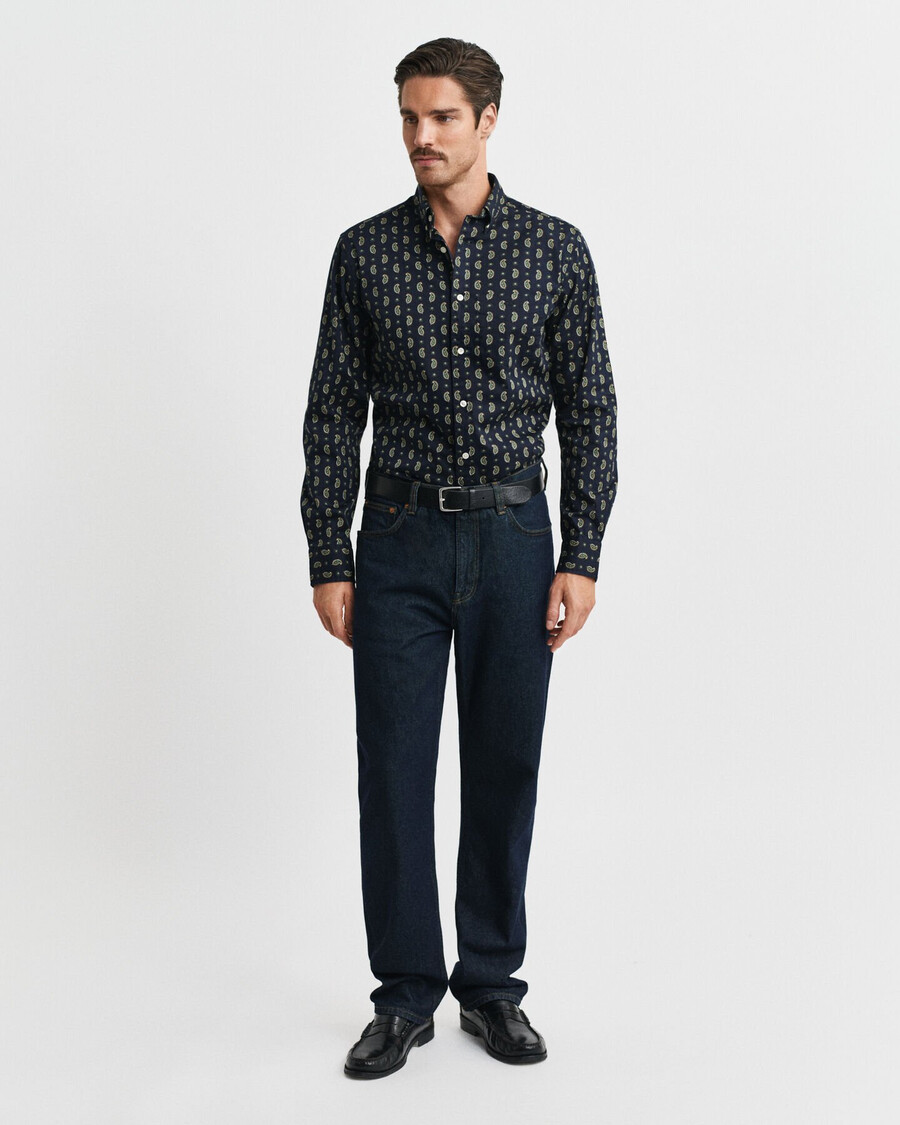 regular fit twillhemd mit paisley-print – abendblau