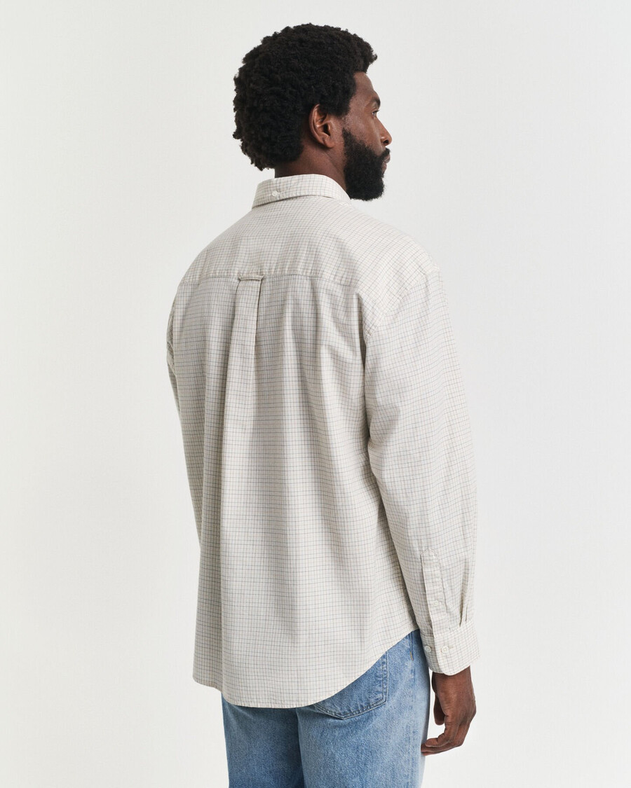 oversized-passform kariertes luxus-oxfordhemd – elfenbeinweiß