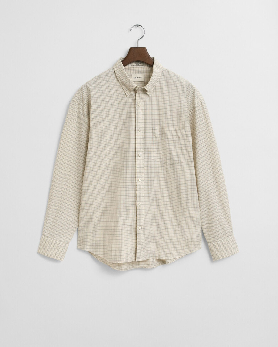 oversized-passform kariertes luxus-oxfordhemd – elfenbeinweiß