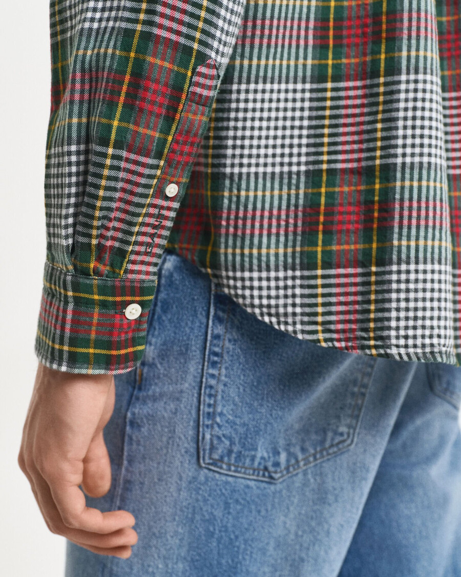 lässig geschnittenes leichtes hemd aus kariertem twill – tartangrün