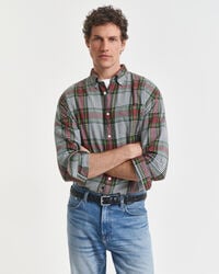 lässig geschnittenes leichtes hemd aus kariertem twill – tartangrün