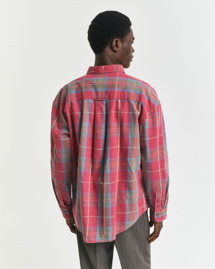 oversized-hemd aus gewaschenem twill mit karomuster – modern rust