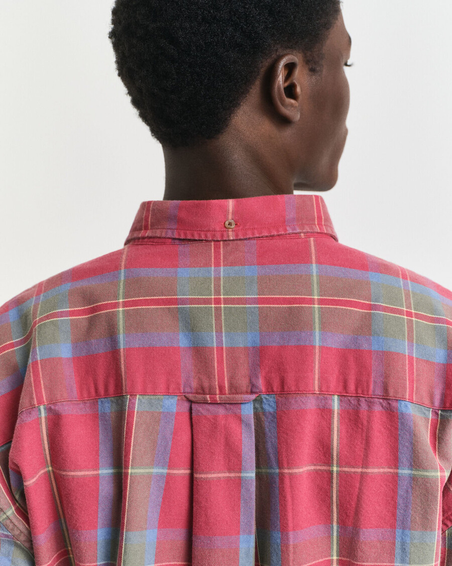 oversized-hemd aus gewaschenem twill mit karomuster – modern rust