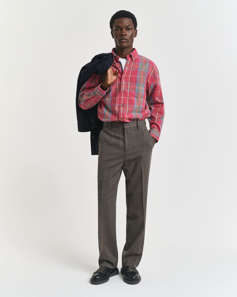 oversized-hemd aus gewaschenem twill mit karomuster – modern rust