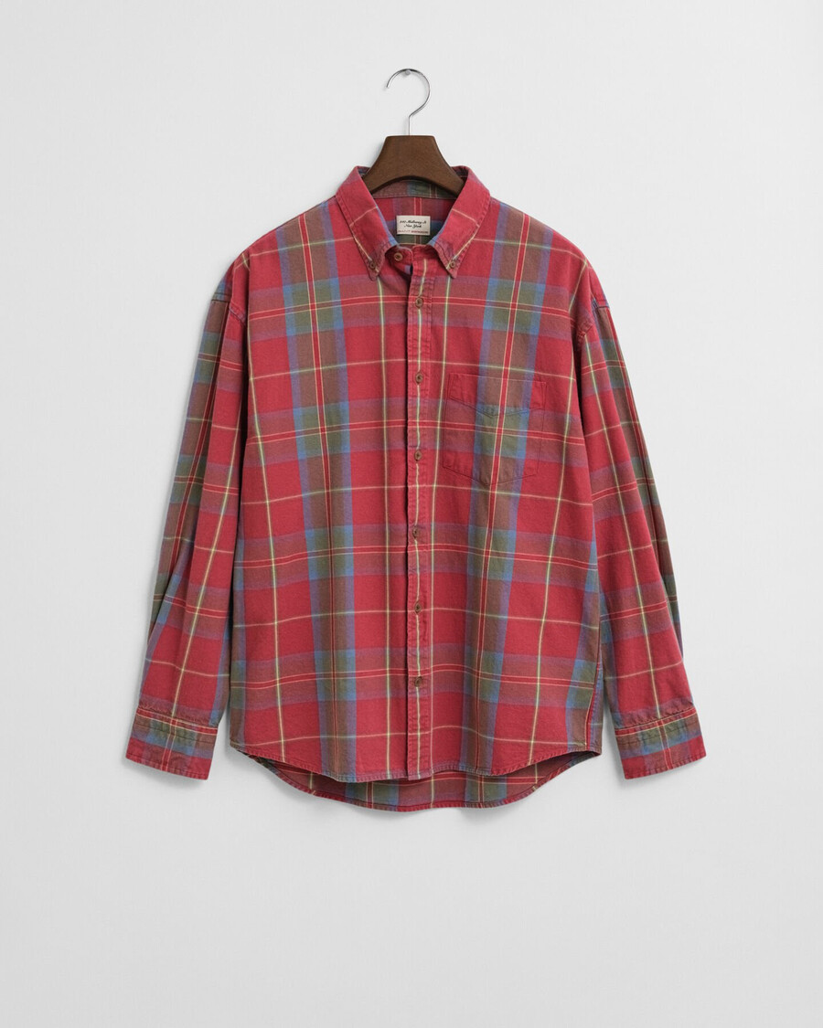 oversized-hemd aus gewaschenem twill mit karomuster – modern rust