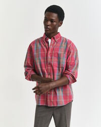 oversized-hemd aus gewaschenem twill mit karomuster – modern rust