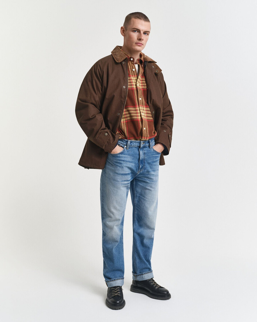 oversize-flanellhemd aus twill – mahagonibraun