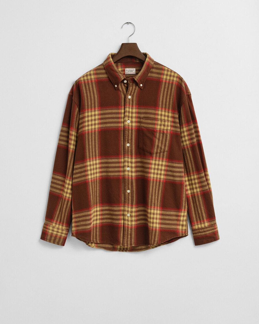 oversize-flanellhemd aus twill – mahagonibraun