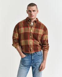 oversize-flanellhemd aus twill – mahagonibraun
