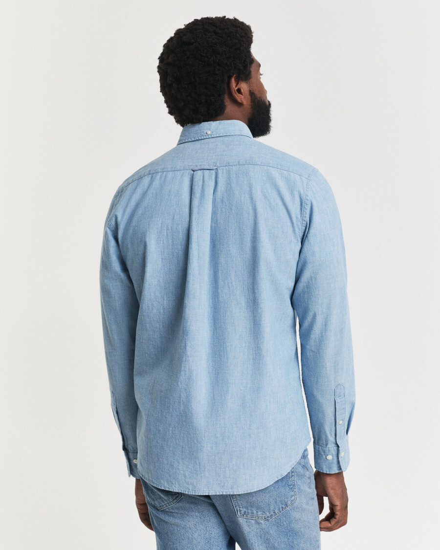 regular fit indigo chambray hemd - hellblau