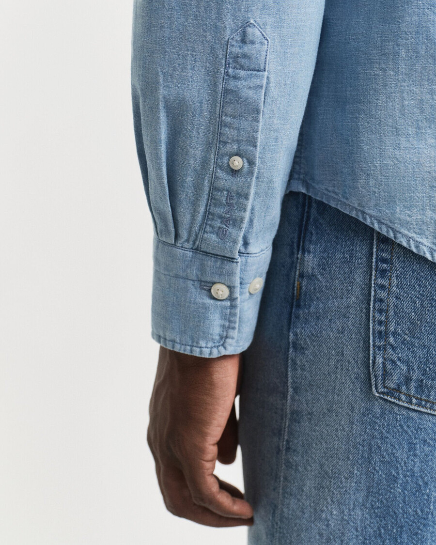 regular fit indigo chambray hemd - hellblau