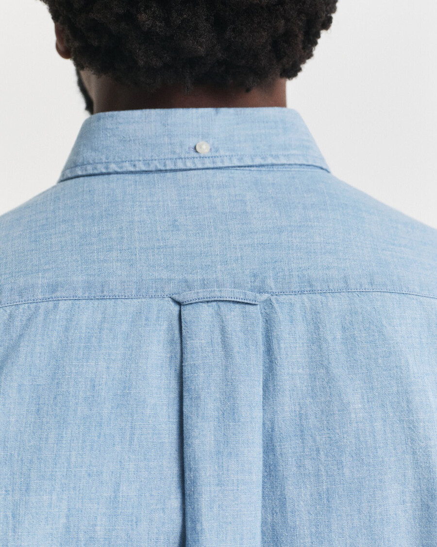 regular fit indigo chambray hemd - hellblau