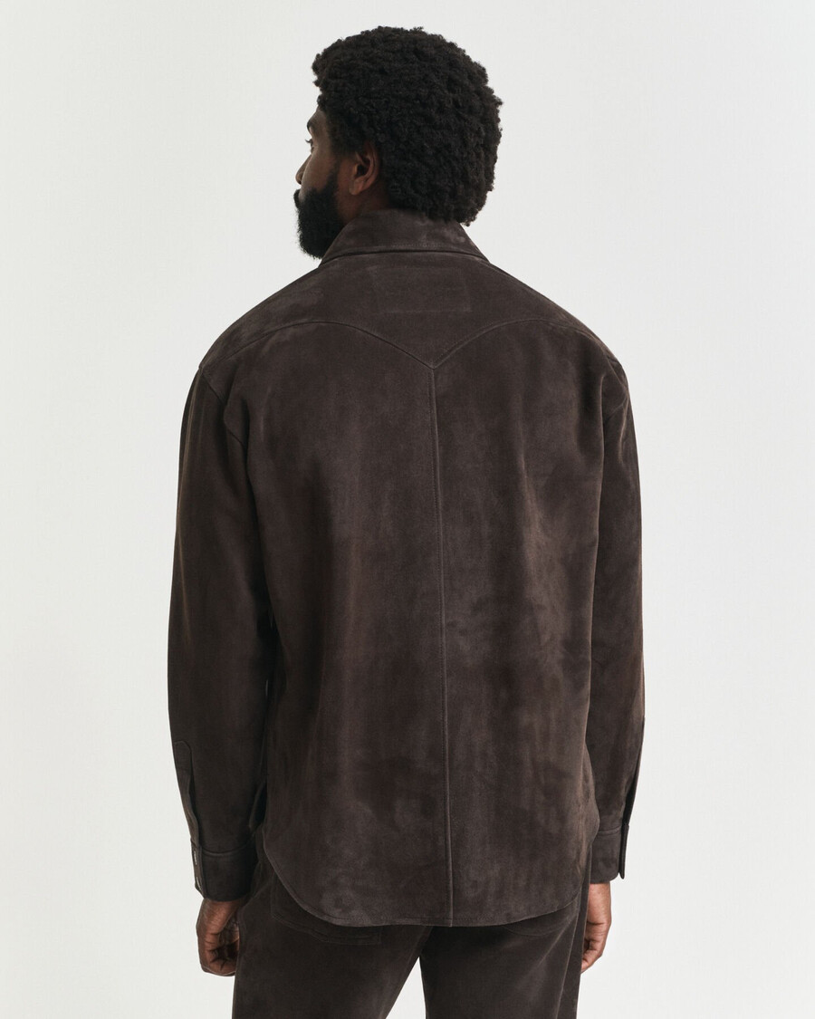rodeo-hemd aus wildleder in bequemer passform – dunkelbraun