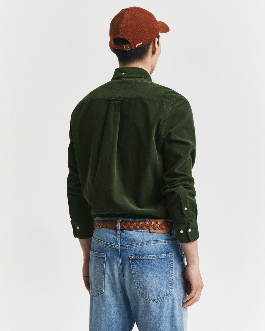 regular fit baumwoll-cordhemd – country green