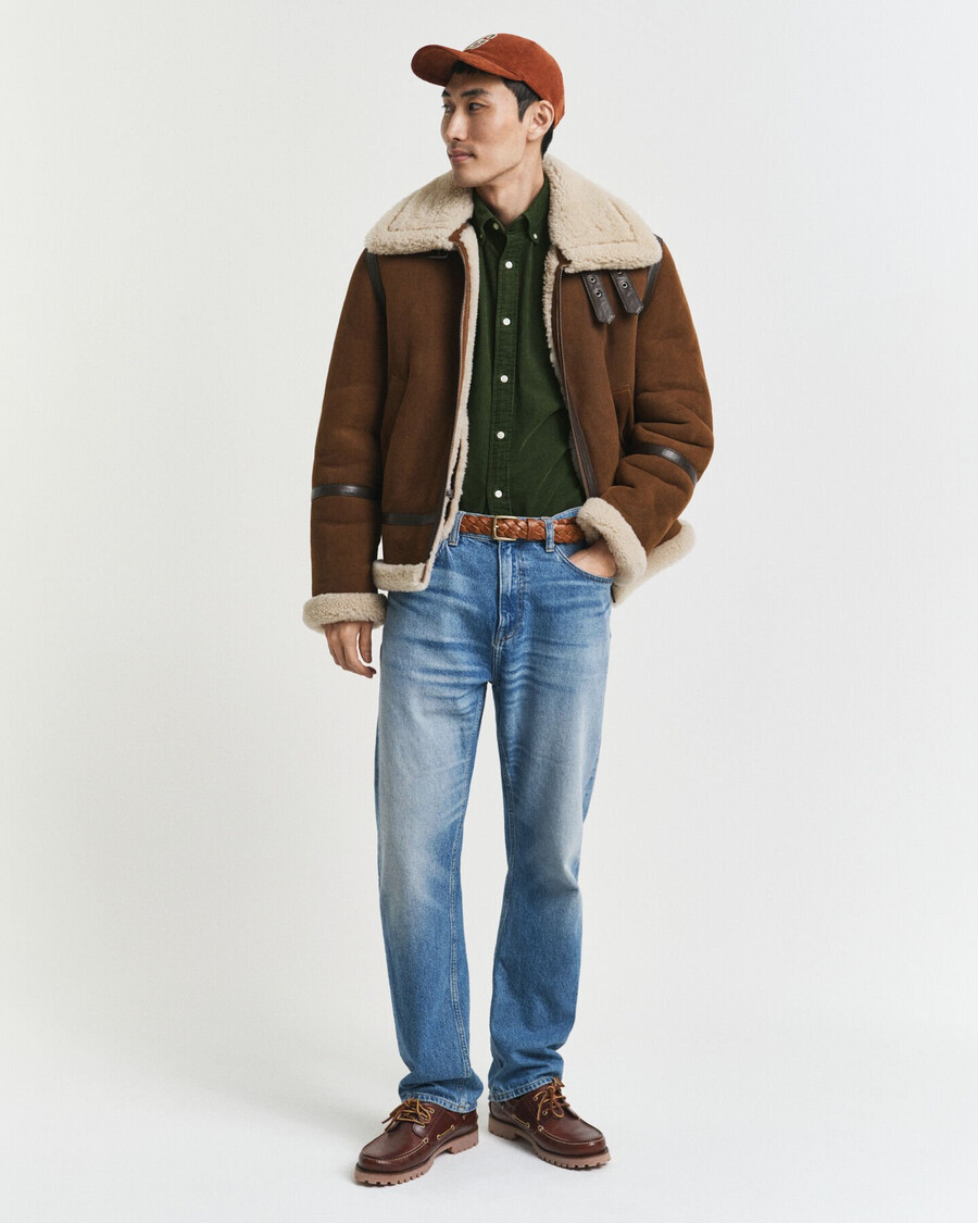regular fit baumwoll-cordhemd – country green