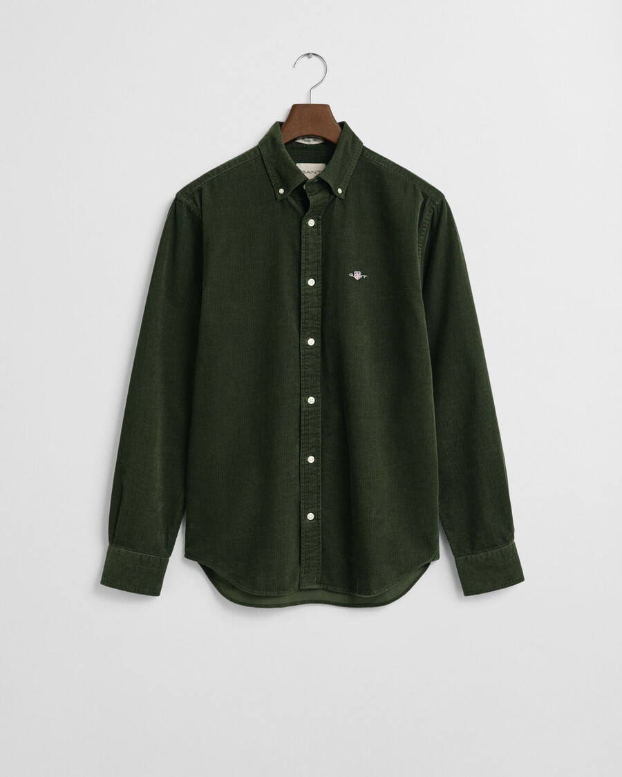 regular fit baumwoll-cordhemd – country green