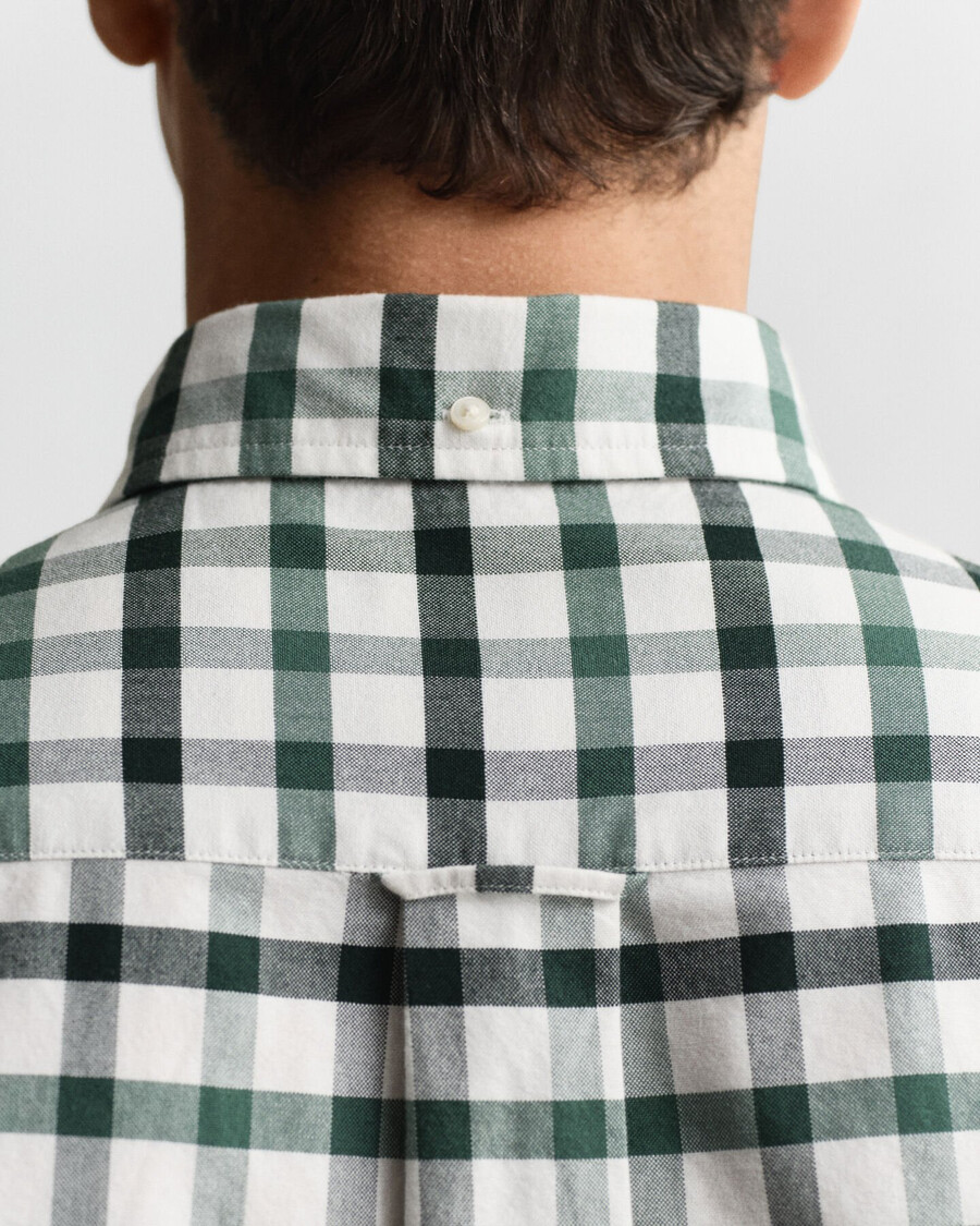 oxford-hemd mit karomuster in regulärer passform – woody green