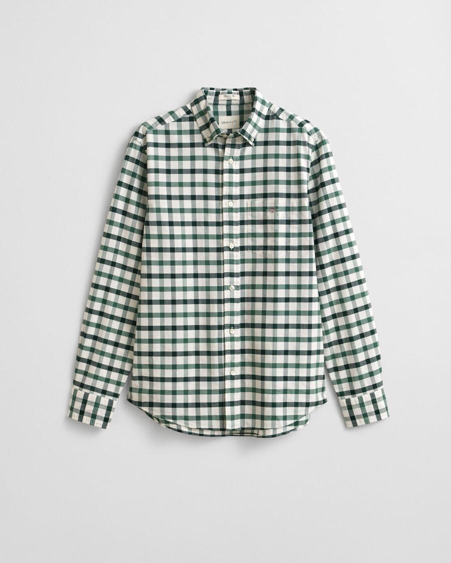 oxford-hemd mit karomuster in regulärer passform – woody green