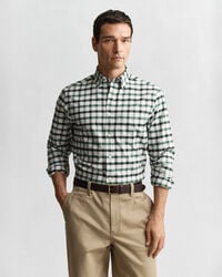 oxford-hemd mit karomuster in regulärer passform – woody green