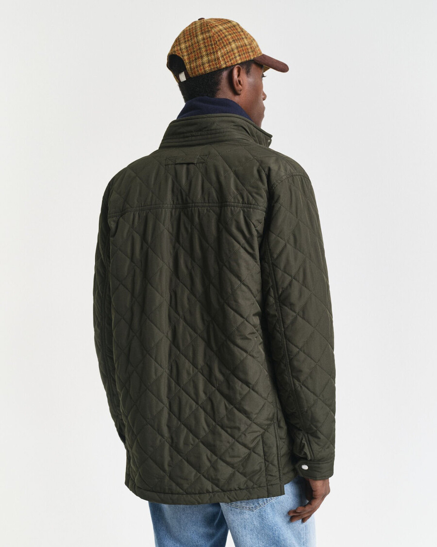 gesteppte windjacke in mittlerer länge – dunkelmoosgrün