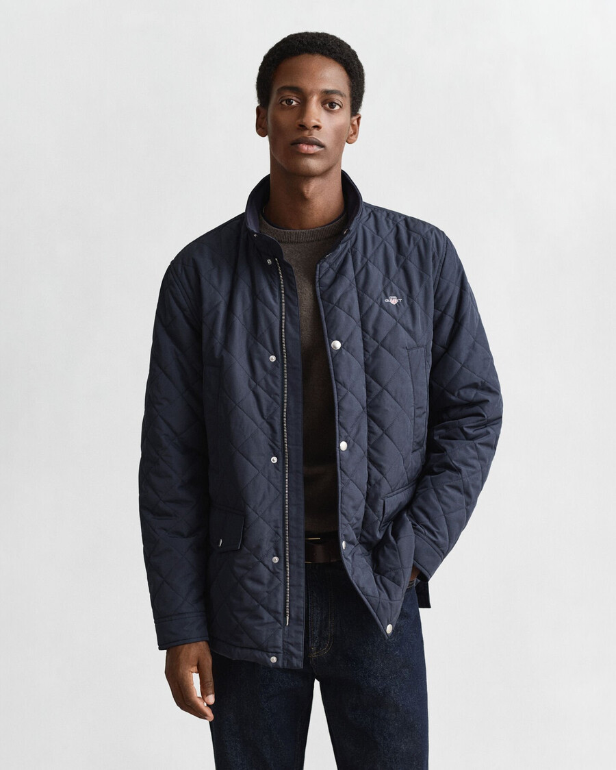 gesteppte windjacke in mittlerer länge - abendblau