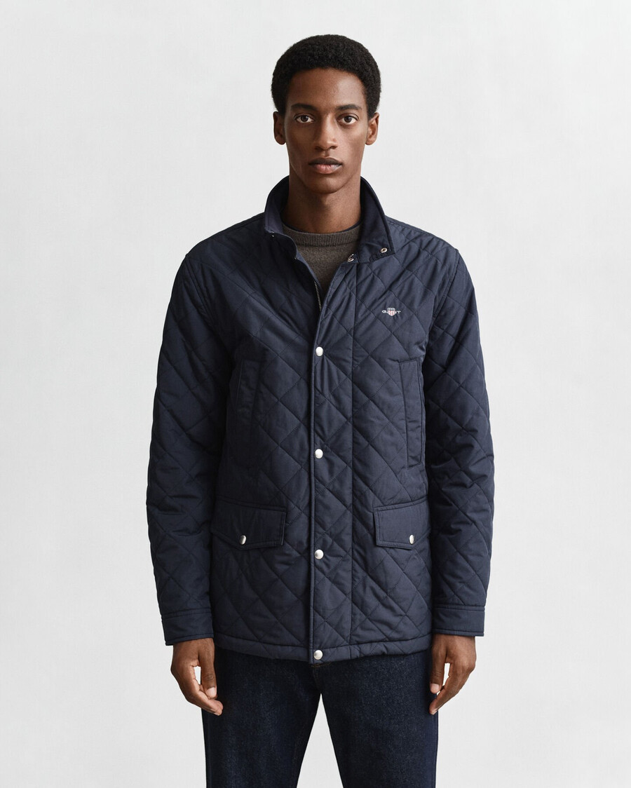 gesteppte windjacke in mittlerer länge - abendblau