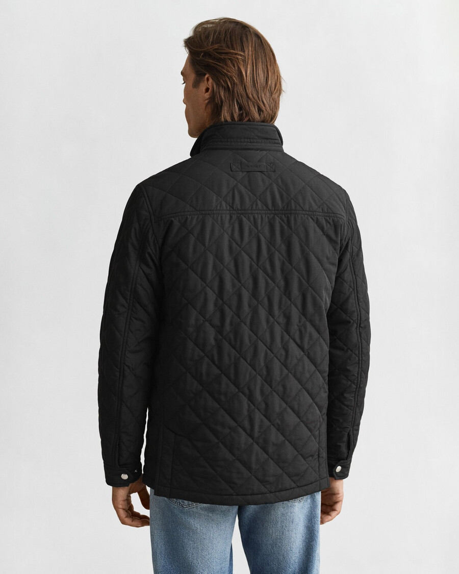 gesteppte windjacke in mid-länge - schwarz