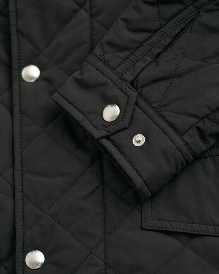 gesteppte windjacke in mid-länge - schwarz