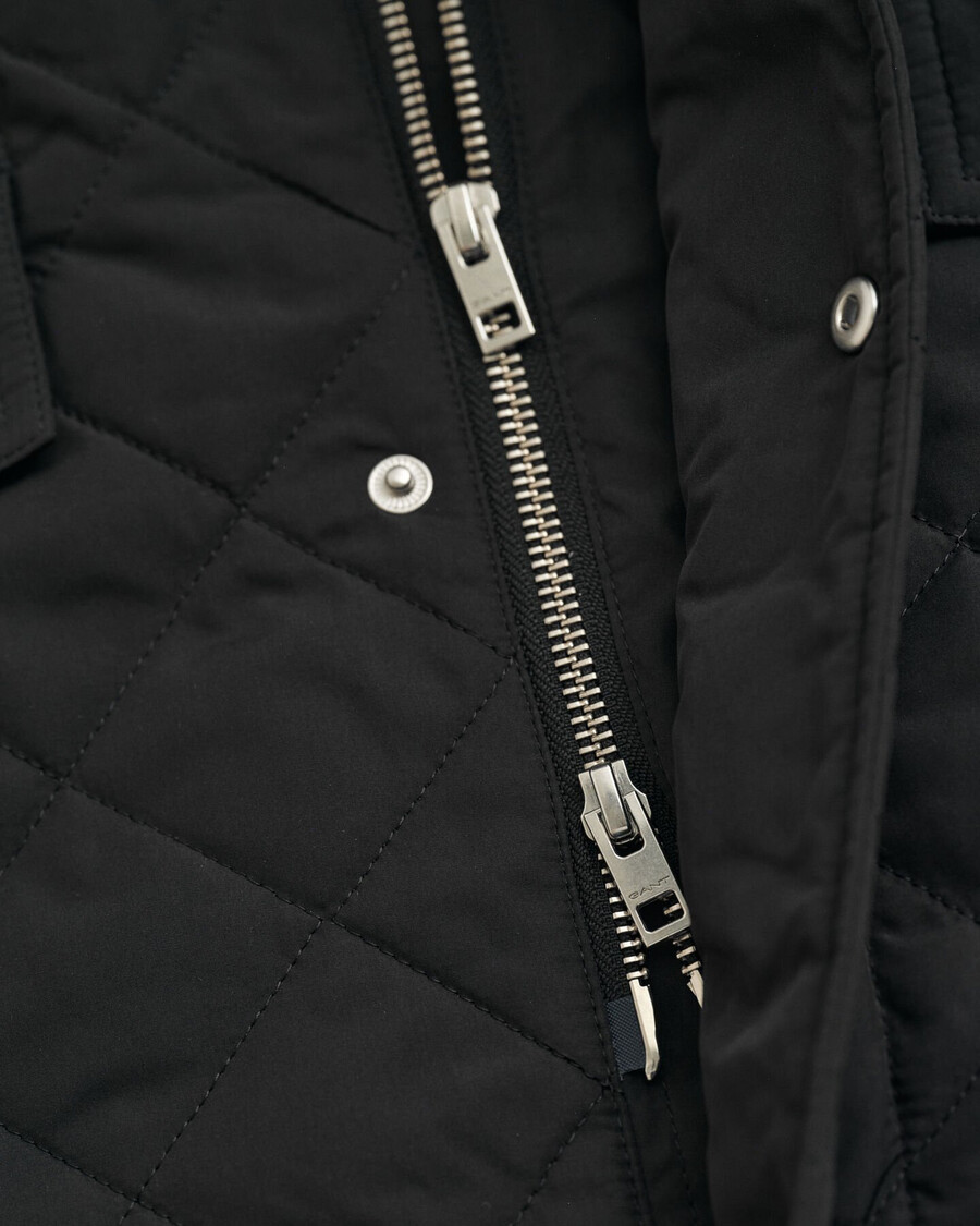 gesteppte windjacke in mid-länge - schwarz