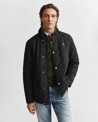 gesteppte windjacke in mid-länge - schwarz