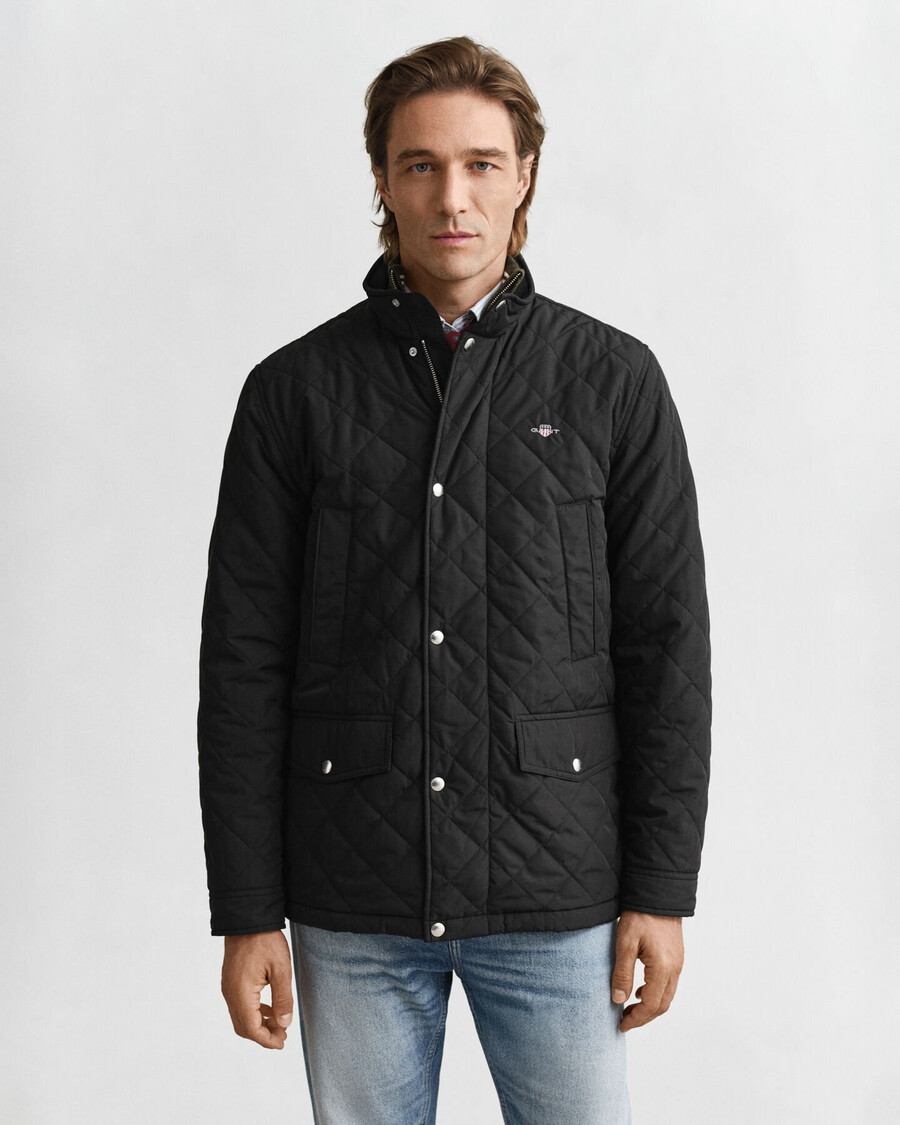 gesteppte windjacke in mid-länge - schwarz